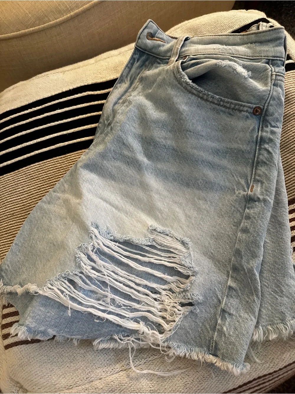 AE Denim Baggy Mom Short in light acid wash